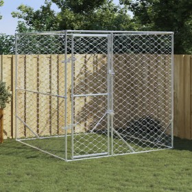 Perrera de exterior acero galvanizado plateado 2x2x2 m de vidaXL, Casetas y cercados para perros - Ref: Foro24-153674, Precio...