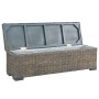 Rattan Kubu and solid mango wood storage box gray 120 cm by vidaXL, Benches for halls and storage - Ref: Foro24-285797, Price...