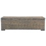 Rattan Kubu and solid mango wood storage box gray 120 cm by vidaXL, Benches for halls and storage - Ref: Foro24-285797, Price...