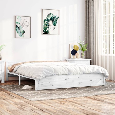 White solid wood bed frame 160x200 cm by vidaXL, Beds and slatted bases - Ref: Foro24-832952, Price: 231,69 €, Discount: %