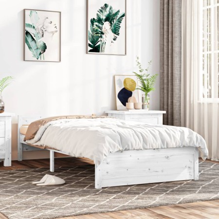 White solid wood single bed frame 75x190 cm by vidaXL, Beds and slatted bases - Ref: Foro24-832902, Price: 137,01 €, Discount: %