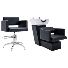 Friseurstuhl und Waschbecken aus Kunstleder von vidaXL, Friseurstühle - Ref: Foro24-3080279, Preis: 699,99 €, Rabatt: %