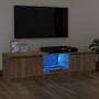 Mueble de TV con luces LED marrón roble 140x40x35,5 cm de vidaXL, Muebles TV - Ref: Foro24-822683, Precio: 112,25 €, Descuent...