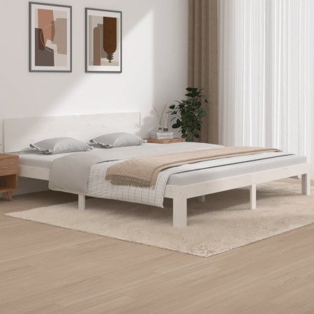 Estructura de cama madera maciza de pino blanco 180x200 cm de vidaXL, Camas y somieres - Ref: Foro24-833122, Precio: 218,74 €...