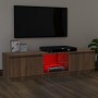 Mueble de TV con luces LED marrón roble 140x40x35,5 cm de vidaXL, Muebles TV - Ref: Foro24-822683, Precio: 112,25 €, Descuent...