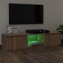 Mueble de TV con luces LED marrón roble 140x40x35,5 cm de vidaXL, Muebles TV - Ref: Foro24-822683, Precio: 112,25 €, Descuent...