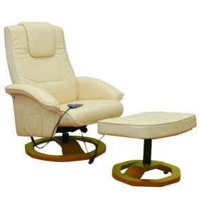 Cream-colored synthetic leather massage chair with footrest by vidaXL, Electric massage chairs - Ref: Foro24-60276, Price: 20...