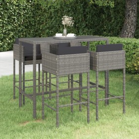 5-teiliges Garten-Barmöbel-Set und graue synthetische Rattankissen von vidaXL, Gartensets - Ref: Foro24-3094794, Preis: 413,9...