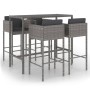 Set muebles de bar jardín 5 pzas y cojines ratán sintético gris de vidaXL, Conjuntos de jardín - Ref: Foro24-3094794, Precio:...