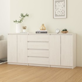 Zusatzschrank 3 Einheiten massives Kiefernholz weiß von vidaXL, Sideboards - Ref: Foro24-3094813, Preis: 349,99 €, Rabatt: %