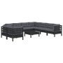 Garden furniture 10 pieces with black cushions solid pine wood by vidaXL, Garden sets - Ref: Foro24-3096909, Price: 975,99 €,...