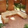 Muebles de jardín 10 pzas y cojines madera de pino marrón miel de vidaXL, Conjuntos de jardín - Ref: Foro24-3096914, Precio: ...