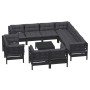 Garden furniture set 12 pieces with black cushions solid pine wood by vidaXL, Garden sets - Ref: Foro24-3096945, Price: 1,00 ...