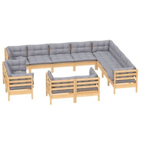 Garden furniture set 12 pieces and cushions solid pine wood by vidaXL, Garden sets - Ref: Foro24-3096946, Price: 943,99 €, Di...