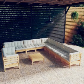 Garden furniture 12 pieces and cushions solid pine wood by vidaXL, Garden sets - Ref: Foro24-3096929, Price: 935,79 €, Discou...