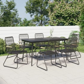 7-teiliges Garten-Essset Rattan PVC schwarz von vidaXL, Gartensets - Ref: Foro24-3060270, Preis: 454,55 €, Rabatt: %