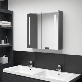 Armario de baño con espejo y LED gris 62x14x60 cm de vidaXL, Tocadores de baño - Ref: Foro24-326520, Precio: 117,99 €, Descue...