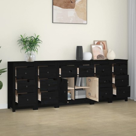 Solid black pine wood sideboard 230 x 35 x 80 cm by vidaXL, Sideboards - Ref: Foro24-3114093, Price: 394,29 €, Discount: %