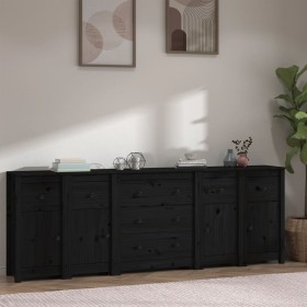 Solid black pine wood sideboard 230 x 35 x 80 cm by vidaXL, Sideboards - Ref: Foro24-3114098, Price: 354,99 €, Discount: %