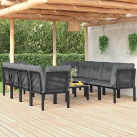 Gartenmöbel-Set 9-teilig aus schwarzem und grauem synthetischem Rattan von vidaXL, Gartensets - Ref: Foro24-3187735, Preis: 4...