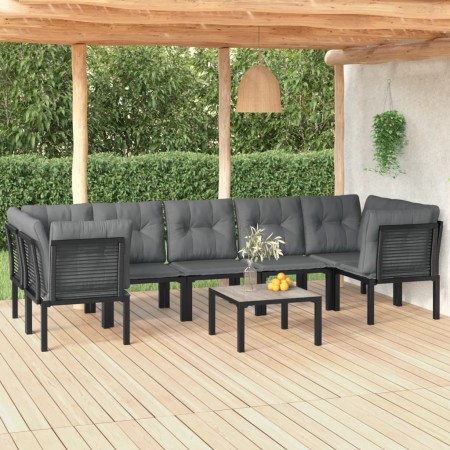 Gartenmöbel-Set 8-teilig aus schwarzem und grauem synthetischem Rattan von vidaXL, Gartensets - Ref: Foro24-3187770, Preis: 3...