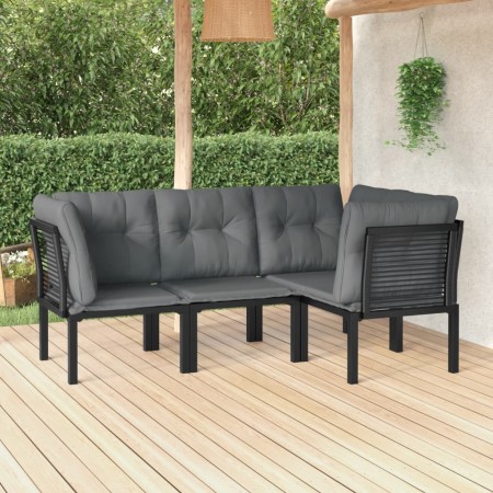 Set de muebles de jardín 4 piezas ratán sintético negro y gris de vidaXL, Conjuntos de jardín - Ref: Foro24-3187751, Precio: ...