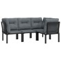 Set de muebles de jardín 4 piezas ratán sintético negro y gris de vidaXL, Conjuntos de jardín - Ref: Foro24-3187751, Precio: ...