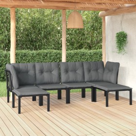 Gartenmöbel-Set 6-teilig aus schwarzem und grauem synthetischem Rattan von vidaXL, Gartensets - Ref: Foro24-3187762, Preis: 2...