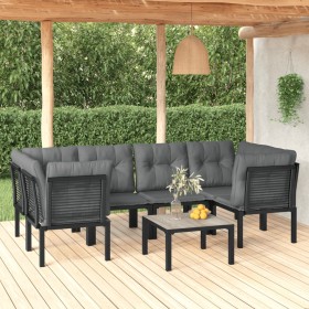 Gartenmöbel-Set 7-teilig aus schwarzem und grauem synthetischem Rattan von vidaXL, Gartensets - Ref: Foro24-3187769, Preis: 3...