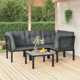 5-teiliges Gartenmöbel-Set aus synthetischem Rattan in Schwarz und Grau von vidaXL, Gartensets - Ref: Foro24-3187752, Preis: ...