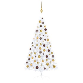 Halber Weihnachtsbaum mit Lichtern und Kugeln weiß 150 cm von vidaXL, Weihnachtsbäume - Ref: Foro24-3077483, Preis: 42,99 €, ...