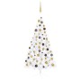 Halber Weihnachtsbaum mit Lichtern und Kugeln weiß 150 cm von vidaXL, Weihnachtsbäume - Ref: Foro24-3077483, Preis: 59,59 €, ...