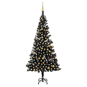 Árbol de Navidad preiluminado con luces y bolas negro 240 cm de vidaXL, Arboles de navidad - Ref: Foro24-3077506, Precio: 117...