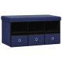 Folding storage bench in blue synthetic linen 76x38x38 cm by vidaXL, Benches for halls and storage - Ref: Foro24-338808, Pric...