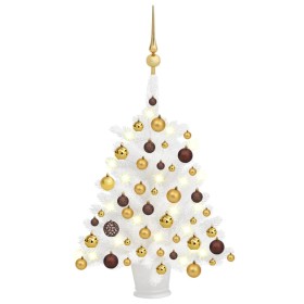 Árbol de Navidad preiluminado con luces y bolas blanco 65 cm de vidaXL, Arboles de navidad - Ref: Foro24-3077544, Precio: 65,...