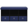 Folding storage bench in blue synthetic linen 76x38x38 cm by vidaXL, Benches for halls and storage - Ref: Foro24-338808, Pric...