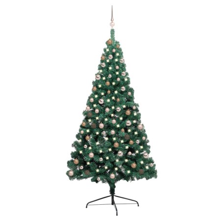 Halber Weihnachtsbaum mit Lichtern und grünen Kugeln 210 cm von vidaXL, Weihnachtsbäume - Ref: Foro24-3077566, Preis: 80,82 €...