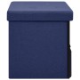 Banco de almacenaje plegable lino sintético azul 76x38x38 cm de vidaXL, Bancos para recibidores y almacenamiento - Ref: Foro2...