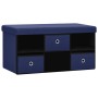 Banco de almacenaje plegable lino sintético azul 76x38x38 cm de vidaXL, Bancos para recibidores y almacenamiento - Ref: Foro2...