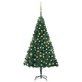 Árbol de Navidad preiluminado con luces y bolas verde 180 cm de vidaXL, Arboles de navidad - Ref: Foro24-3077536, Precio: 76,...