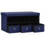 Folding storage bench in blue synthetic linen 76x38x38 cm by vidaXL, Benches for halls and storage - Ref: Foro24-338808, Pric...