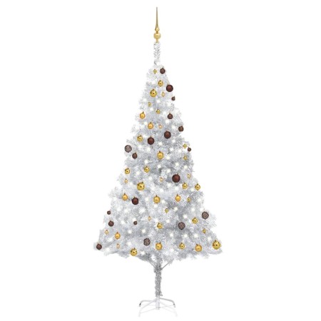 Beleuchteter Weihnachtsbaum mit Lichtern und Kugeln silber 240 cm von vidaXL, Weihnachtsbäume - Ref: Foro24-3077526, Preis: 1...