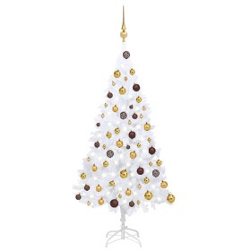 Árbol de Navidad preiluminado con luces y bolas blanco 120 cm de vidaXL, Arboles de navidad - Ref: Foro24-3077539, Precio: 60...