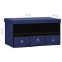 Folding storage bench in blue synthetic linen 76x38x38 cm by vidaXL, Benches for halls and storage - Ref: Foro24-338808, Pric...