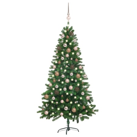 Árbol de Navidad preiluminado con luces y bolas verde 150 cm de vidaXL, Arboles de navidad - Ref: Foro24-3077640, Precio: 114...