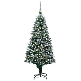 Gefrosteter Weihnachtsbaum mit Lichtern, Kugeln und Tannenzapfen 210 cm von vidaXL, Weihnachtsbäume - Ref: Foro24-3077704, Pr...