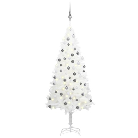 Beleuchteter Weihnachtsbaum mit Lichtern und Kugeln weiß 150 cm von vidaXL, Weihnachtsbäume - Ref: Foro24-3077719, Preis: 115...