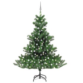 Nordmanntannen-Weihnachtsbaum mit LEDs und grünen Kugeln 210 cm von vidaXL, Weihnachtsbäume - Ref: Foro24-3077733, Preis: 208...