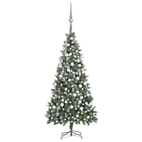 Árbol de Navidad helado con luces, bolas y piñas 210 cm de vidaXL, Arboles de navidad - Ref: Foro24-3077897, Precio: 114,44 €...