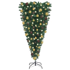 Árbol de Navidad artificial invertido con luces y bolas 150 cm de vidaXL, Arboles de navidad - Ref: Foro24-3078015, Precio: 4...